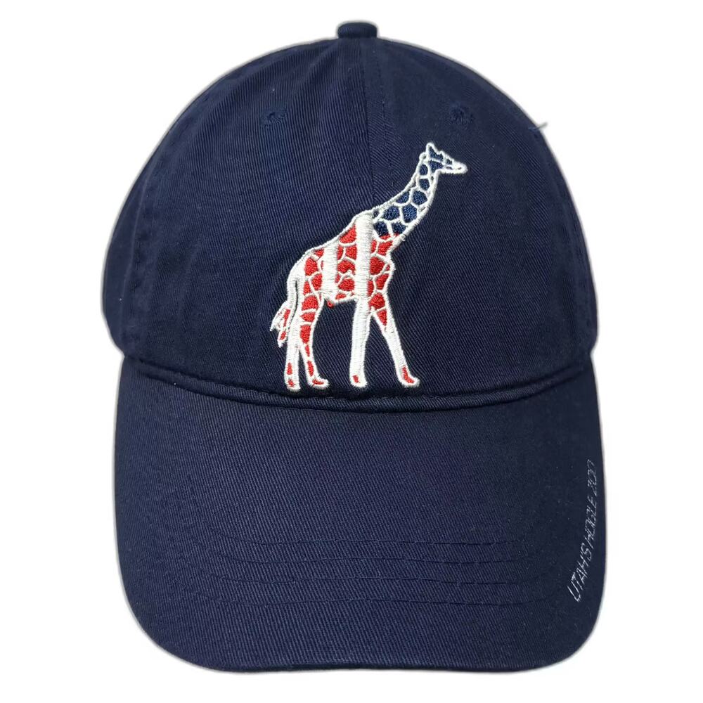 ACE USA Baseball Cap Blue Red Utah Hogle Zoo Giraffe US Flag Hat OS Adjustable